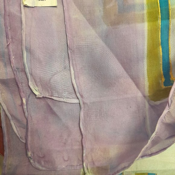 Hand Painted Silk 30" x 30" Scarf Flower Bouquet Design - Picture 9 of 10